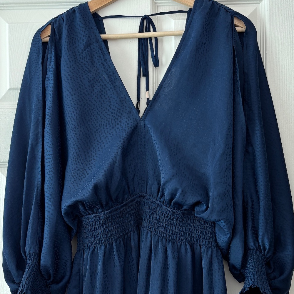 lovestitch Becca Split Sleeve Bohemian Mini Dress - Navy Blue Size M - Picture 5 of 11